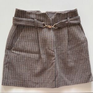 Stylish Brown Houndstooth Skirt